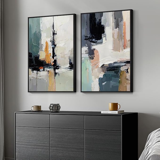 Large Framed Colorful Abstract Wall Art - Image 2