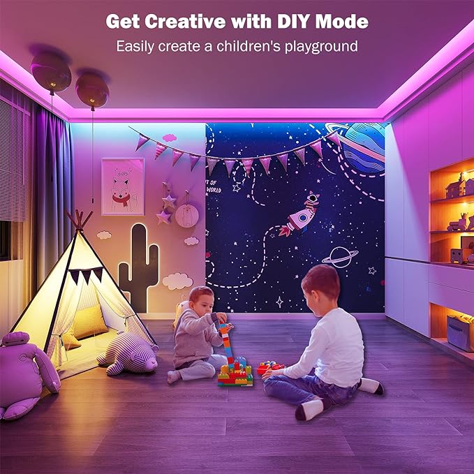 Leeleberd Led Lights for Bedroom 100 ft Music Sync Color Changing RGB Led Strip - Image 5