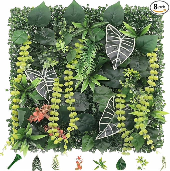 8 Pack 20"x20"Grass Wall Panels-Artificial Boxwood Panels by Unknown