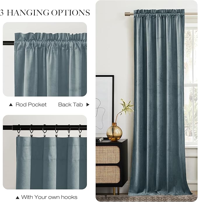 NICETOWN Stone Blue Room Darkening Curtains - Image 5