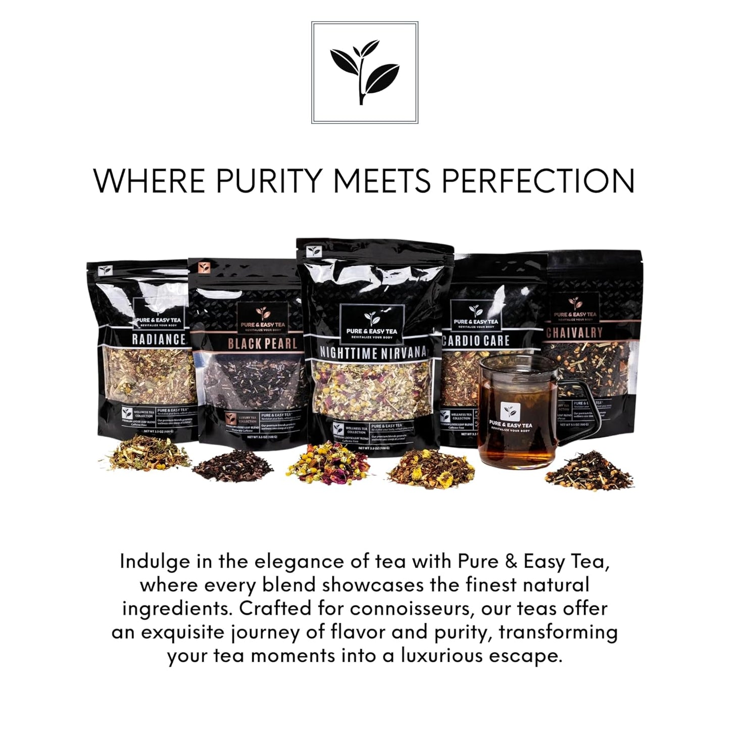 Pure And Easy Tea, Signature Chai Spiced Blend, Premium Loose Leaf Black Tea, 100% Natural, Bold & Spicy, Caffeinated, 100g/3.5oz