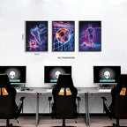 BGFCE Cool Soccer Gaming Wall Art Posters Set of 3, Neon Video Gamer Canvas - Image 3
