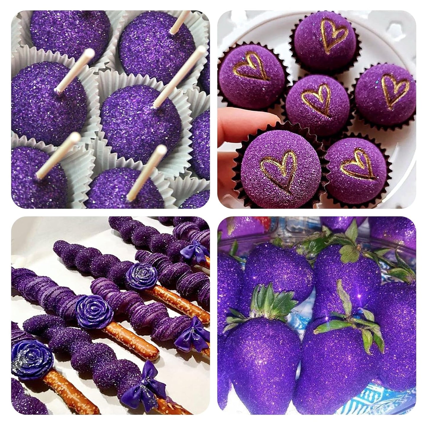 Purple Edible Glitter Spray - 15g Edible Purple Glitter for Cakes Food Grade Shimmer Powder Cake Spray for Cookie Decorating Chocolate Strawberry