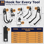 28 Pack Steel Heavy Duty Garage Hooks Storage Hooks - Image 2