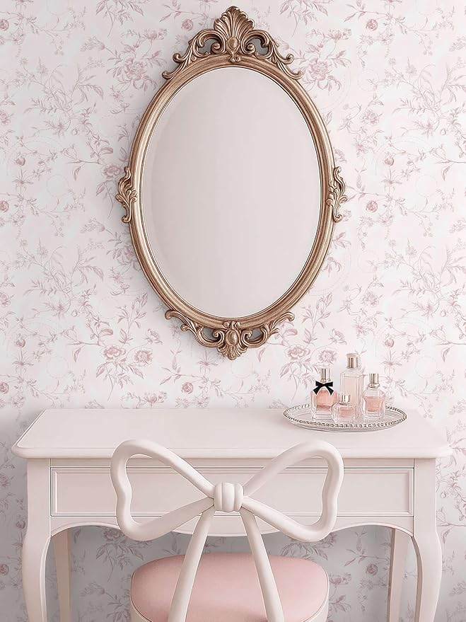 Ismoon Peel and Stick Wallpaper Floral Pink Stick on Wall Paper Vintage French - Image 4