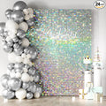 COKAOBE Iridescent Silver Shimmer Wall Backdrop, 24 Panels Square Sequin by COKAOBE