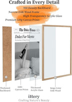 iHery Small Dolce Far Niente Framed Trendy NewsPaper Wall Art, Natural OAK Wood - Image 4