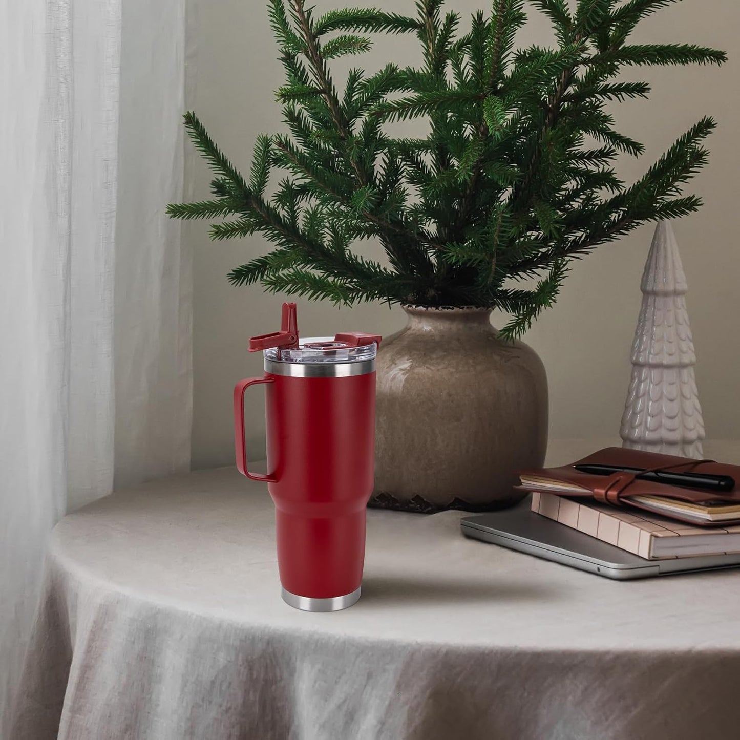 HASLE OUTFITTERS 30oz Tumbler With Handle, Insulated Travel Coffee Mug With Straw Leak-Proof Double Wall Stainless Steel Vacuum Tumblers Metal Cup with Straw for Hot and Cold Drink