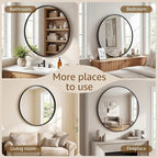 DUMOS 30 Inch Round Wall Mirror, Bathroom Mirror - Image 5