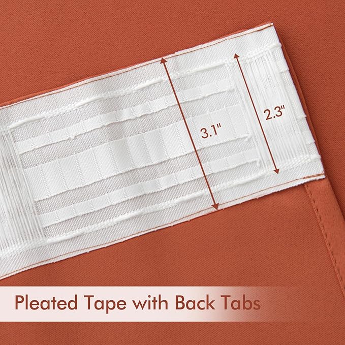MIULEE Back Tab Burnt Orange Blackout Curtains 108 Inch Long 2 Panels Set - Image 4