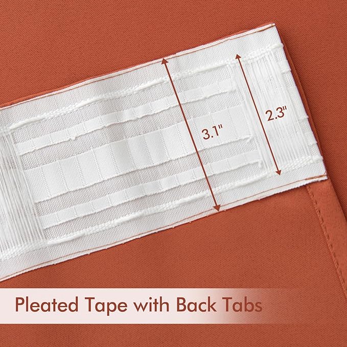 MIULEE Back Tab Burnt Orange Blackout Curtains 84 Inch Length 2 Panels Set - Image 4