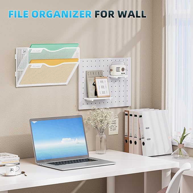 Marbrasse Wall File Holder 2-Tier Hanging Wall File Organizer, Mesh Mail Holder - Image 6