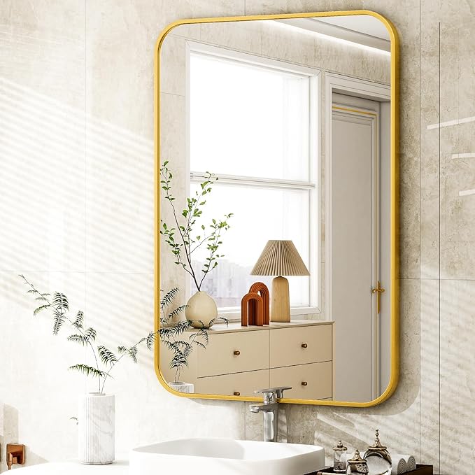 Easly 26 x 38 Inch Bathroom Mirror, Rounded Rectangular Vanity Mirror - Image 4