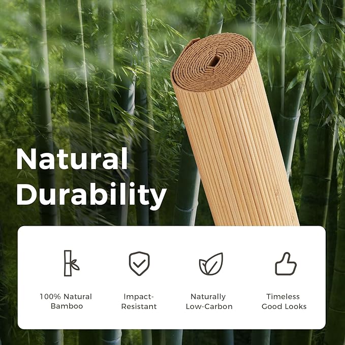 OUZUGIE 2 Pack 96x48 Inch Natural Bamboo Wall Panel – Twinned Carbides Pole - Image 7