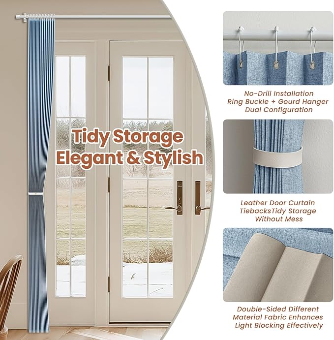 AJAZZ Blackout Accordion Door Curtain 98"x78" Blue - Image 5
