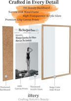 iHery Natural OAK Wood Framed Trendy NewsPaper Wall Art, 12x16in Retro Magazine - Image 3