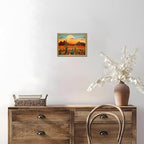 Framed Western Desert Sunset Cactus Wall Art, Vintage Southwest Nature - Image 5