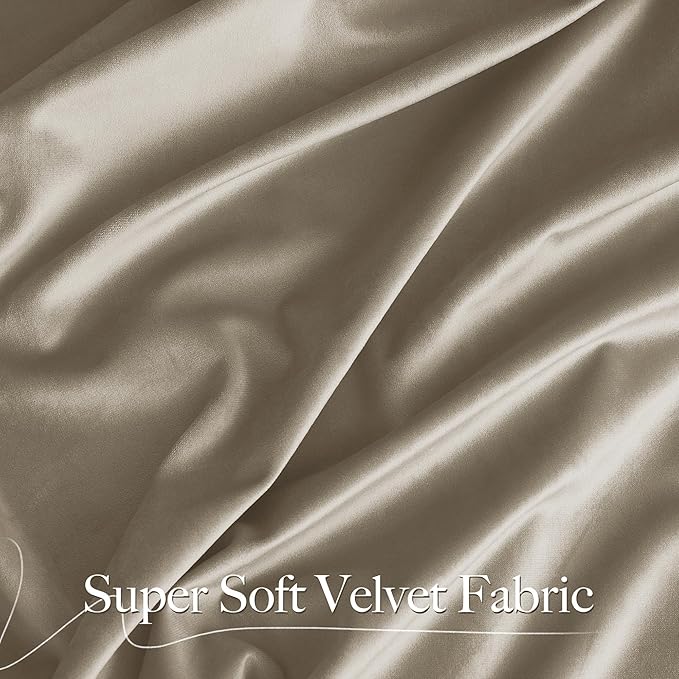 NICETOWN Camel Velvet Curtains 84 Inch Long 52 Wide, Room Darkening Drapes - Image 3