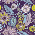 Purple Boho Wallpaper Peel and Stick, Vintage Yellow Floral Contact Paper 17.5" by Laatse