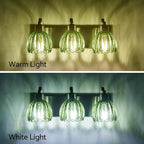 3-Light Vanity Lights with Green Tulip Glass Shade, Brushed Nickel Bathroom - Image 6