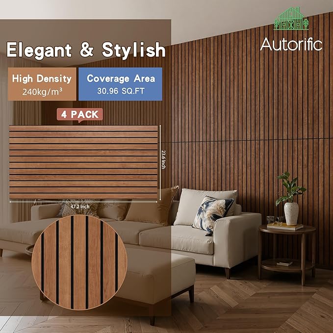 Wood Veneer Acoustic Panels, 4 Pack 47.2”x23.6” Sound Panels, Decorative Large - Image 2