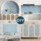 Blue Flora Peel and Stick Wallpaper 20.8"x394" Thick Slight Embossed Linen - Image 6