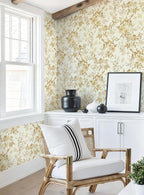 Erfoni 16.9" x197" Yellow Brown Floral Peel and Stick Wallpaper Boho Floral - Image 6
