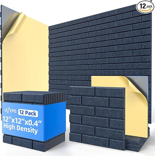 12 Pack Acoustic Panels with Self Adhesive, Soundproof Wall Panel, Brick Sound by NEPIS