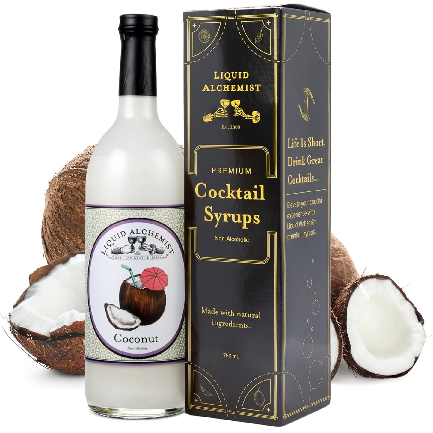 Liquid Alchemist Coconut Syrup for Drinks - Real Ingredients Make our Cream of Coconut Syrup a Perfect Pina Colada Drink Mix - Non-GMO & Vegan (25 oz)