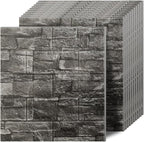 3D Wall Panels Peel and Stick in Black Grey, Faux Brick Wall Panels by Greymond