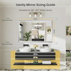 55x36 Inch Brushed Silver Bathroom Mirror - Image 2