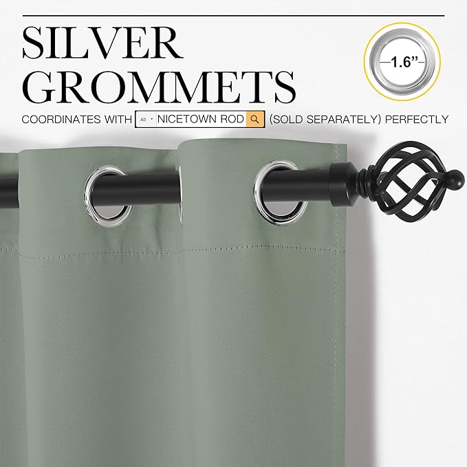 NICETOWN Window Curtain Panels, Thermal Insulated Solid Grommet Blackout - Image 3