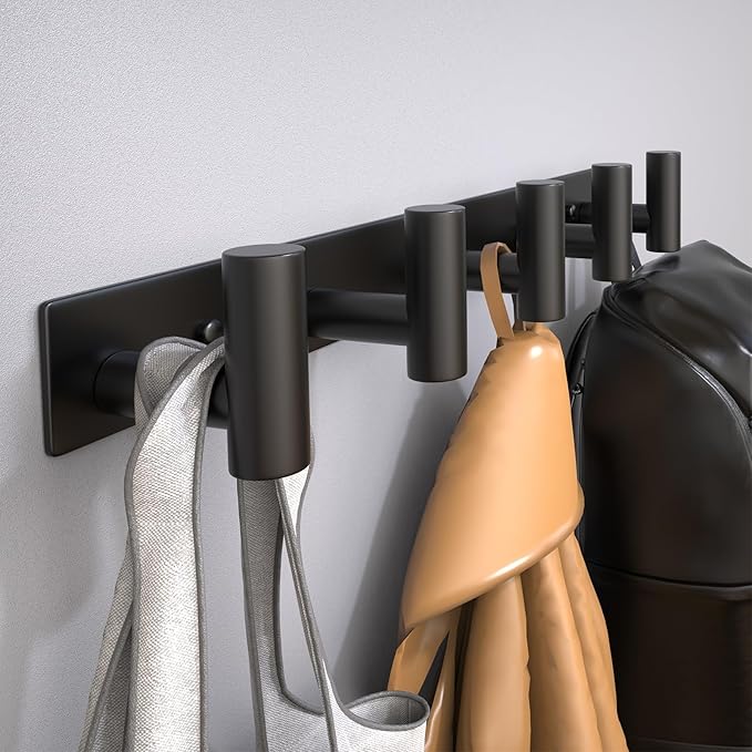 Coat Rack Wall Mounted with 5 Hooks, Heavy Duty Stainless Steel Wall Hooks - Image 3