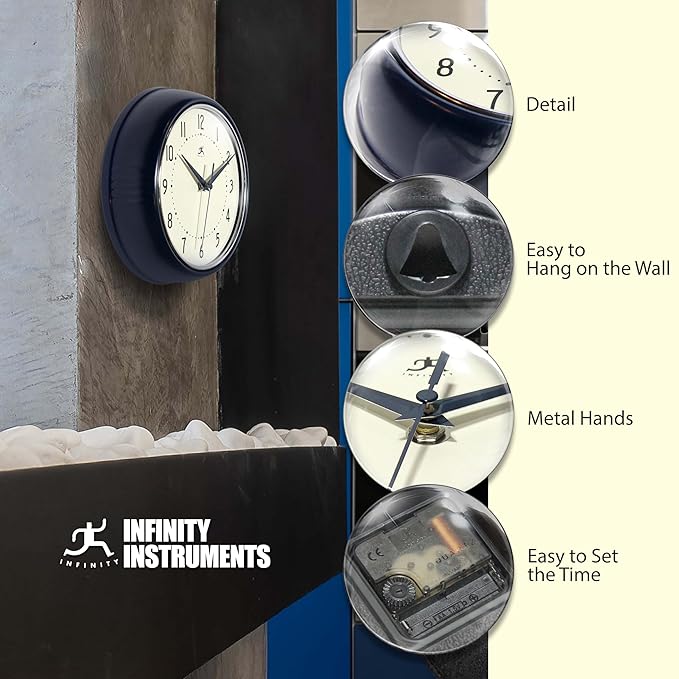 Infinity Instruments Retro 9.5 Inch Round Indoor Wall Clock - Image 6