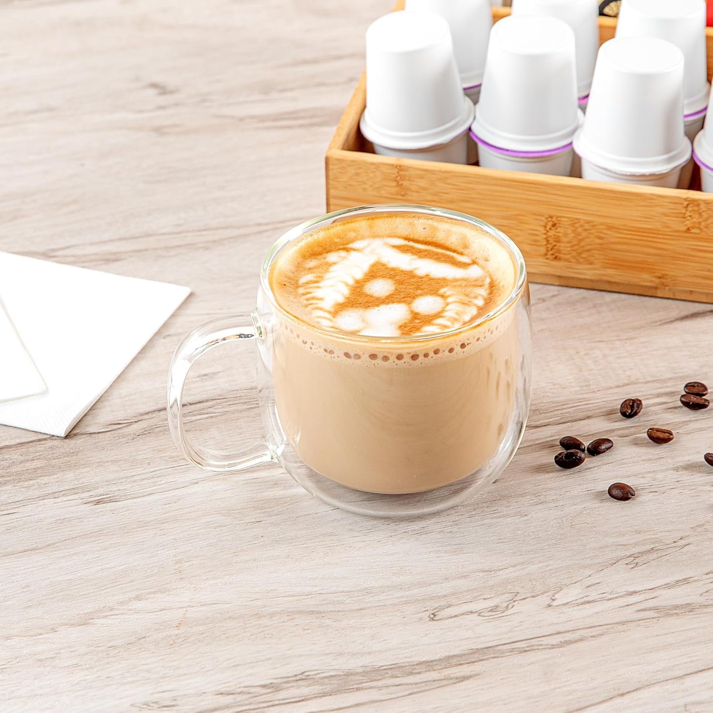 Restaurantware-Forma Professional 16.9 Ounce Double Wall Coffee Mugs, 2 Insulated Coffee Mugs With Handle - Dishwashable, Reusable, Clear Glass Beverage Cups, Freezable, For Hot Or Cold Beverages