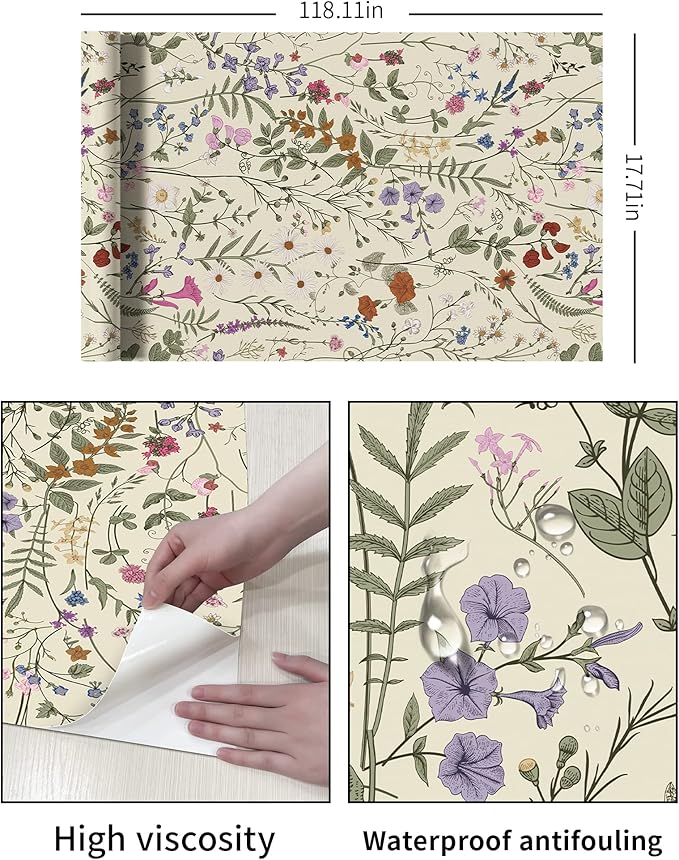 JiffDiff Floral Wallpaper Peel and Stick - Image 7