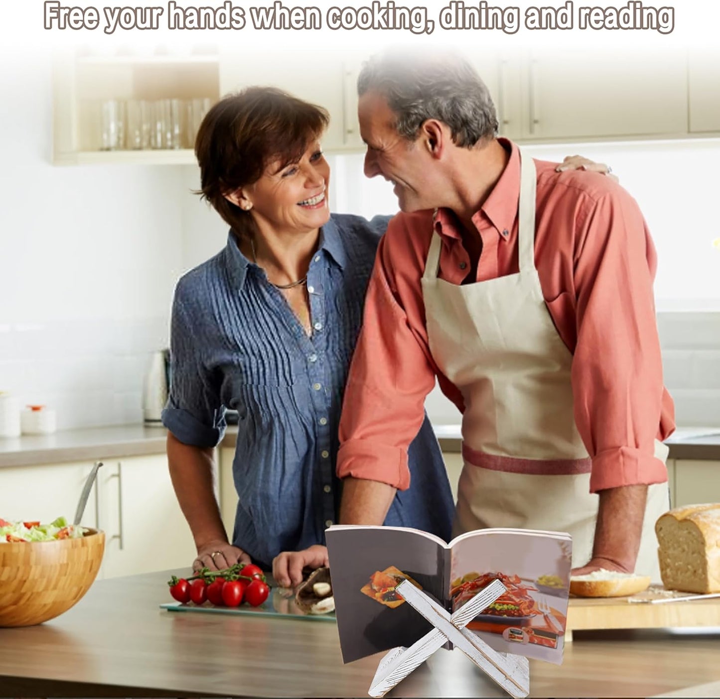 Plate Stand for Display, 6.5 Inch Picture Frame Holder Wooden, for Cook Book Decorative TableTop Art Easels Platter, 2 Pack (White)