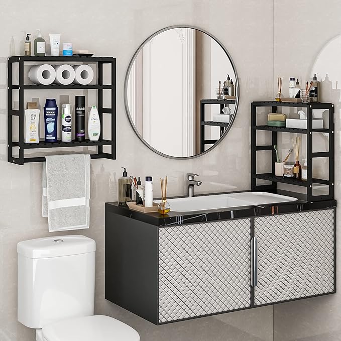 Galood Over The Toilet Storage Bathroom Shelves Wall Mounted 3 Tier Space Saver - Image 3