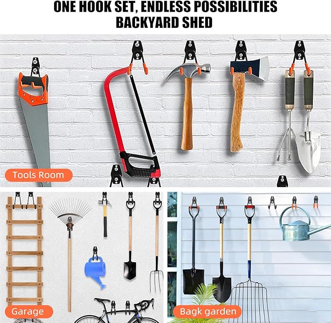 6-Pack Small Square Heavy Duty Garage Hooks, Utility Room Storage - Image 4