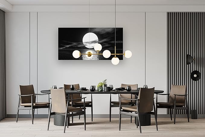Cao Gen Decor Art S06450 Wall Art Canvas Sea White Full Moon in Night Picture - Image 5
