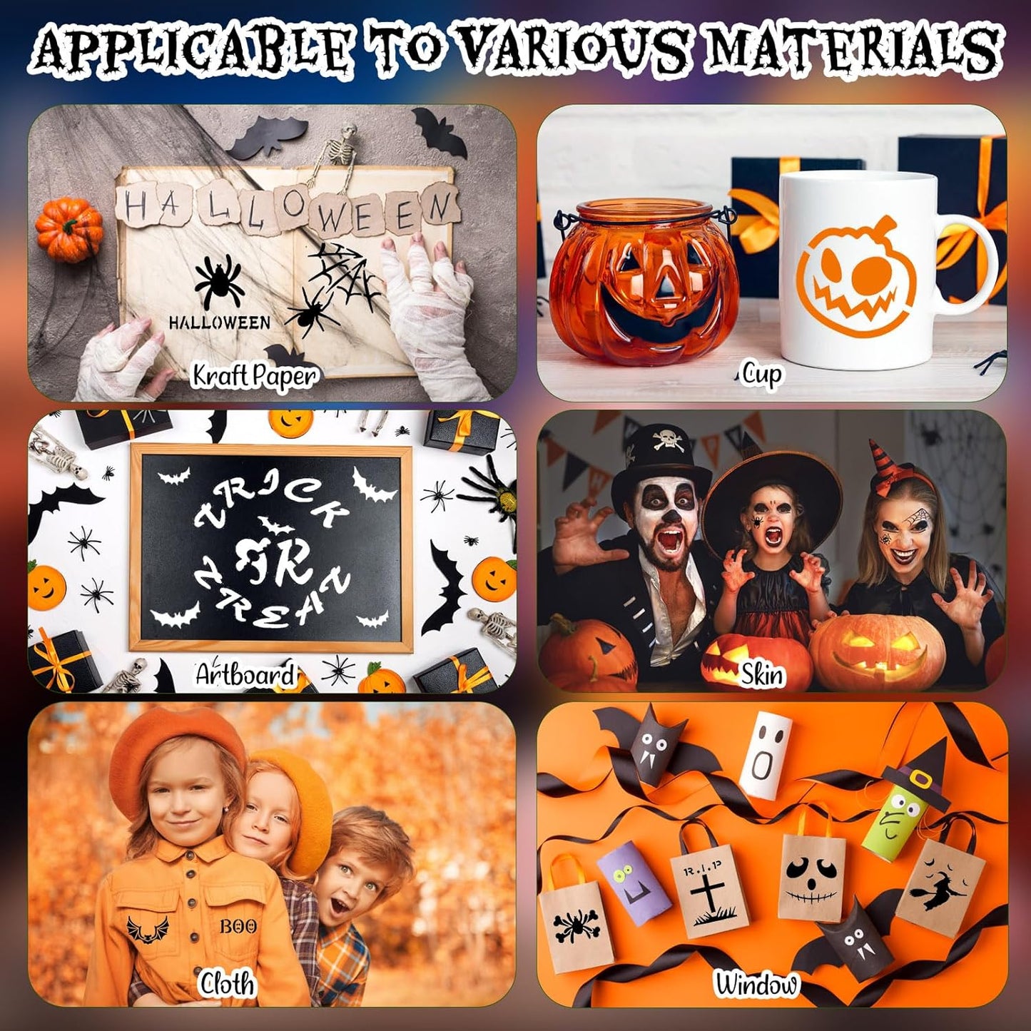 100 Pcs Stencils for Painting on Wood Reusable Stencil Crafts Drawing Templates Holiday Wall Paper for DIY Scrapbook Home 2 x 2 Inch(Ghost)