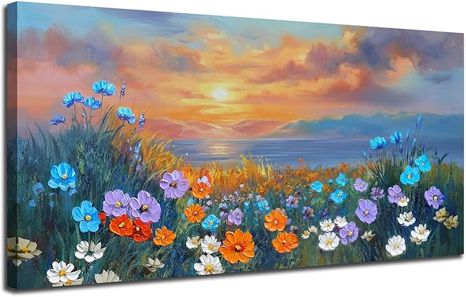 Ardemy Landscape Wall Art for Living Room Sunset Flower Large 40"x20", Canvas by Ardemy