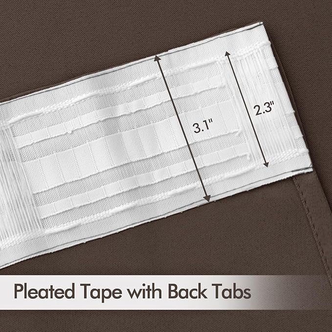 MIULEE Chocolate Brown Back Tab Blackout Curtains 84 Inch Length 2 Panels Set - Image 4