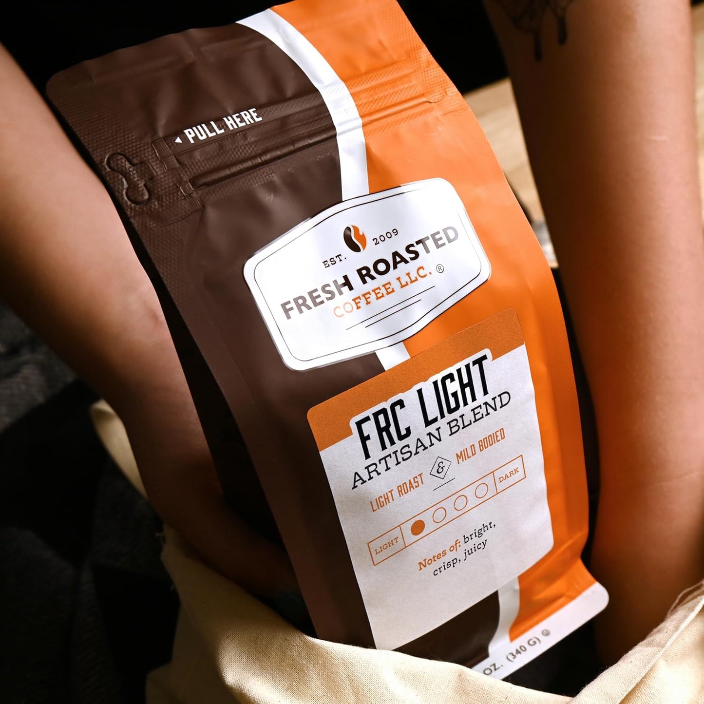 Fresh Roasted Coffee, FRC Light Roast Blend, 12 oz, Kosher, Whole Bean