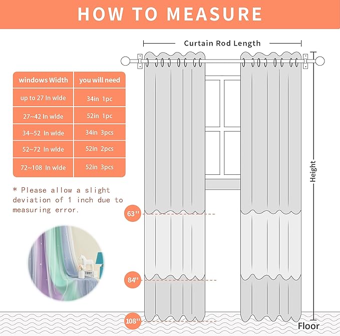 XiDi Grey Kids Curtains for Bedroom, Nursery Bedroom Blackout Curtain, Childs - Image 8