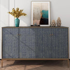 FunStick 24"x200" Dark Blue and Gold Grasscloth Peel and Stick Wallpaper - Image 4
