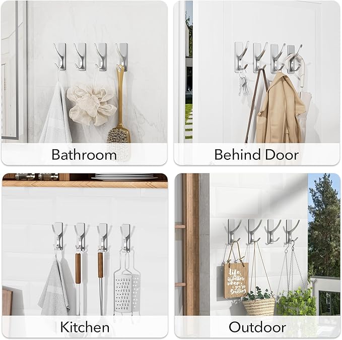 pickpiff Silver Self Adhesive Coat Hooks - Image 7