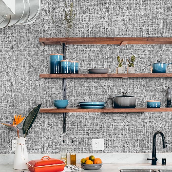 WADILE Grasscloth Peel and Stick Wallpaper 15.7in x 196.8in, Textured Contact - Image 5