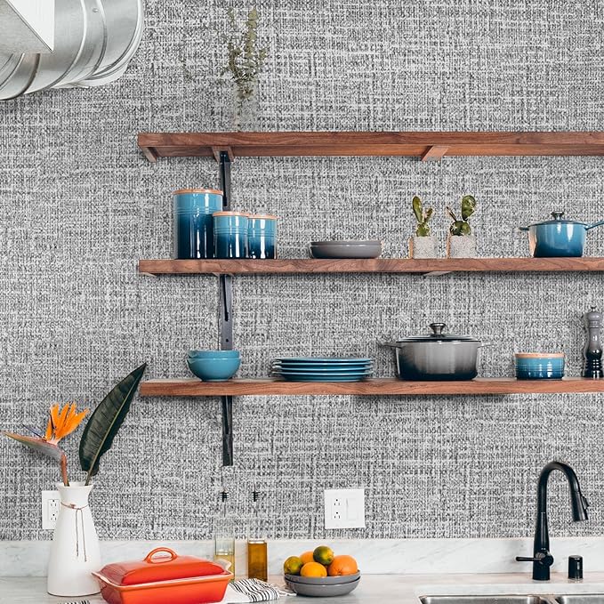WADILE Grasscloth Peel and Stick Wallpaper 23.6in x 118in, Textured Contact - Image 6