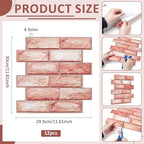 12PCS 3D Wall Panels Peel and Stick Foam Faux Brick Wall Panels, Self-Adhesive - Image 2